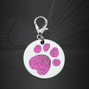 Custom Round Paw Dog Pet ID tags Cat etiqueta con codigo QR