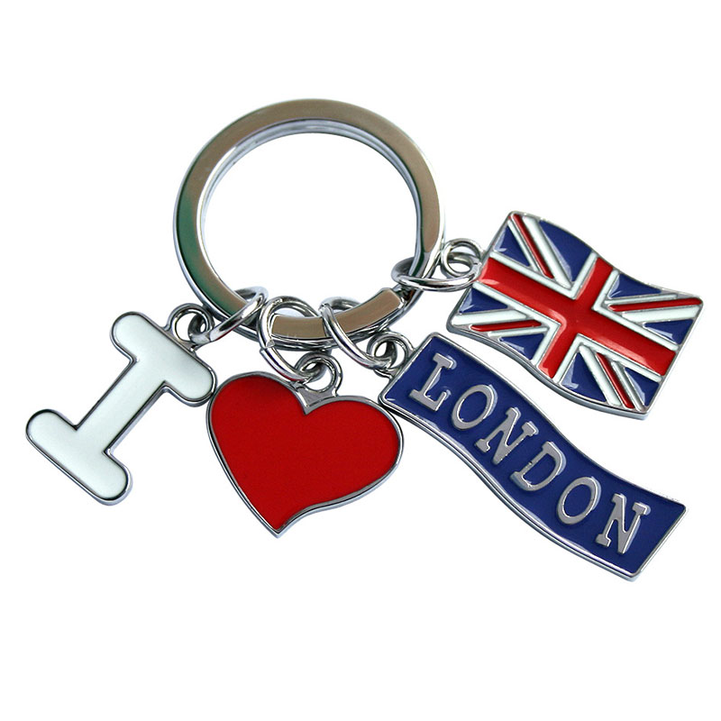 Fabricantes de llavero de metal de suministro de pintura creativa Llaveros Llaveros Llaveros Rojo bandera americana