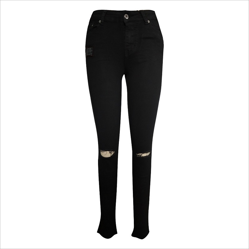 moda rasgada rodilla mezclilla flaca