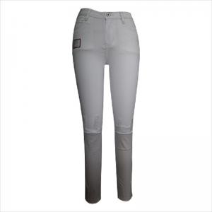 cintura alta ripped blanco y jean skinny dobladillo WS1001