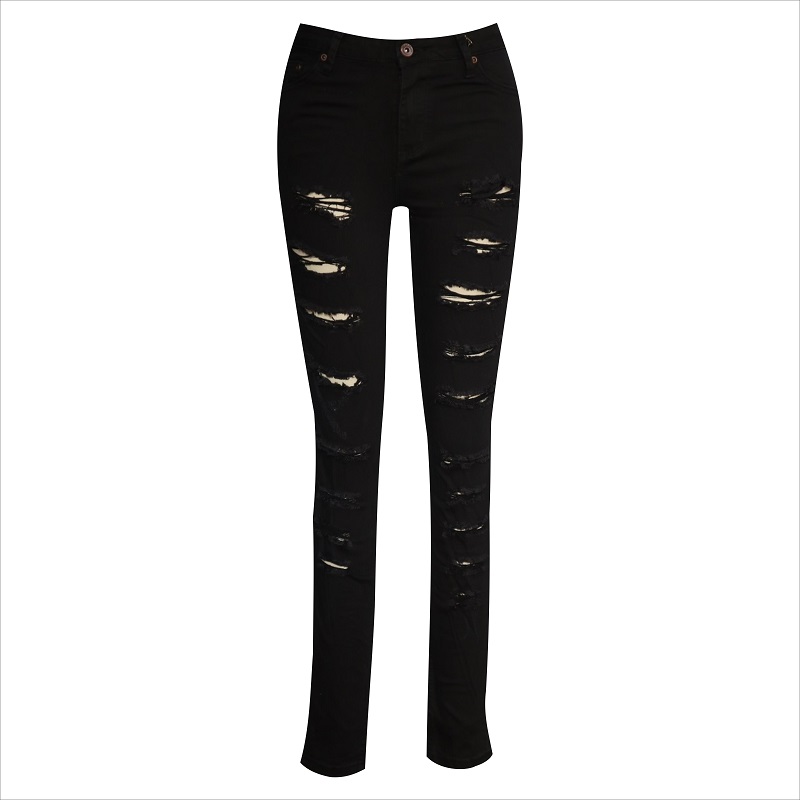 Todo sobre jeans pitillo negros rasgados WS1015