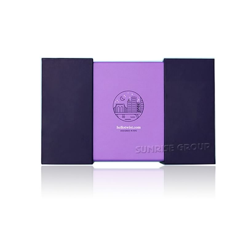 Caja de empaquetado de papel impreso púrpura personalizado para Twist