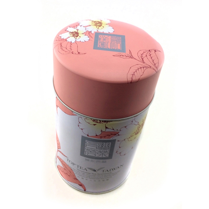 Caja de lata de té redonda hermética con tapa doble