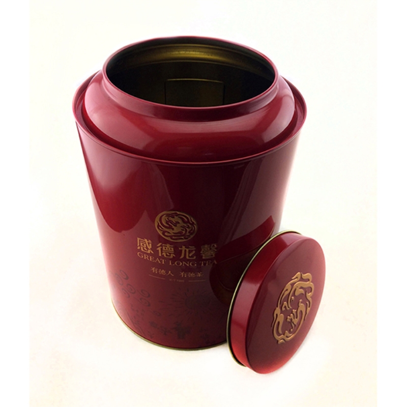 Caja de lata redonda de té de cinco piezas con tapa hermética