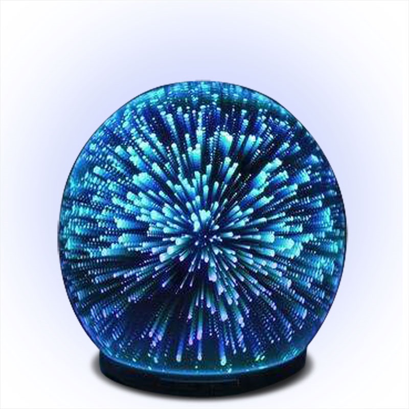 Difusor electrónico ultrasónico del aroma del fuego artificial de cristal en forma de bola del arco iris 3D