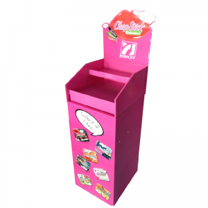 Surja el soporte de exhibición acanalado de la cartulina del piso para el cosmético