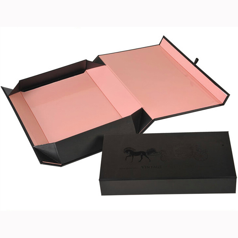 Caja de regalo personal del embalaje de la caja plegable de encargo negra del OEM