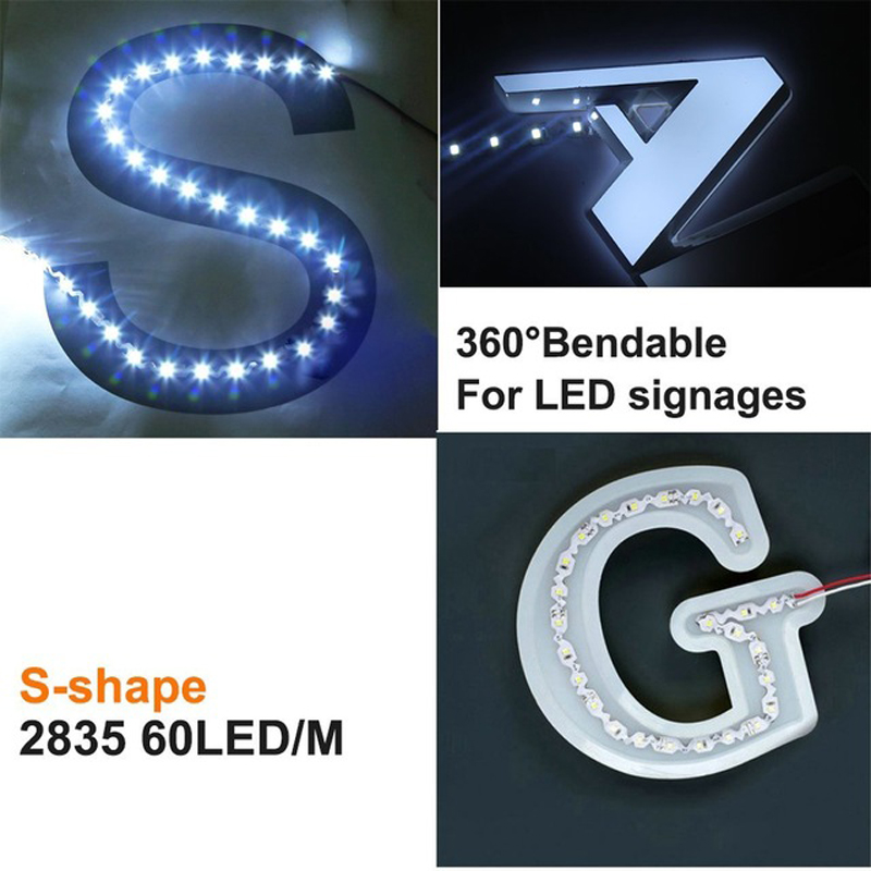 Nueva llegada Diseño a medida IP20 Smd 2835 S Forma LED Tiras de LED flexibles Tira de LED flexible 360 ​​grados