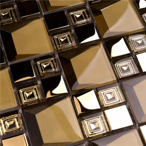 HDT04 Seling caliente biselado galvanizado oro rosa color vidrio mosaico azulejos