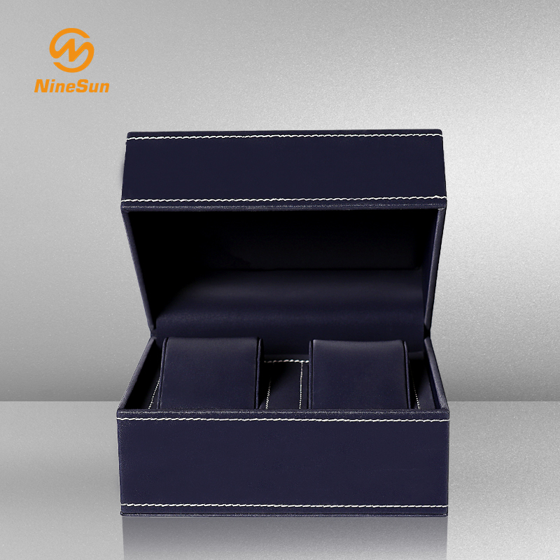 Cajas de embalaje clásicas del reloj del color azul con dos almohadas de encargo -WT-180004