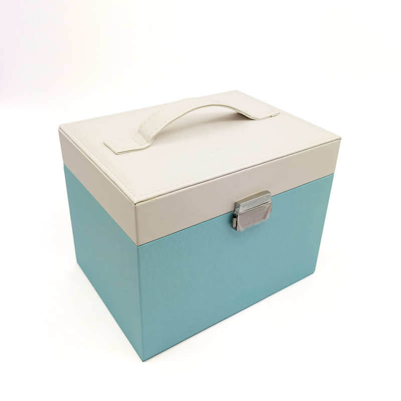 Caja de almacenamiento simple de la joyería del cuero de la PU con el regalo de boda de la cerradura