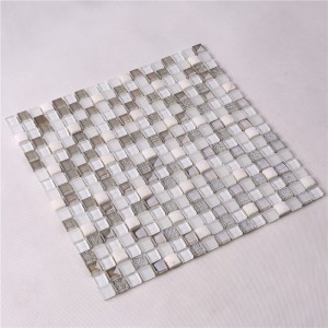 HK61 blanco que mezcla las tejas de mosaico de cristal de la pendiente gris de China para la sala de estar
