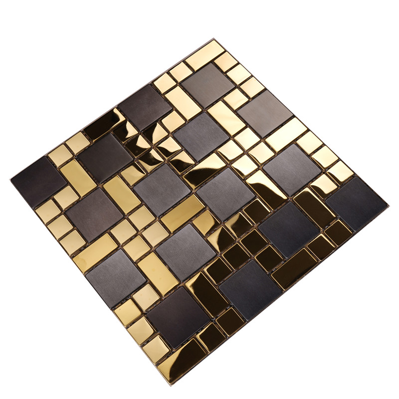 HSW18138 Azulejos de mosaico dorado en forma cuadrada en mezcla negra
