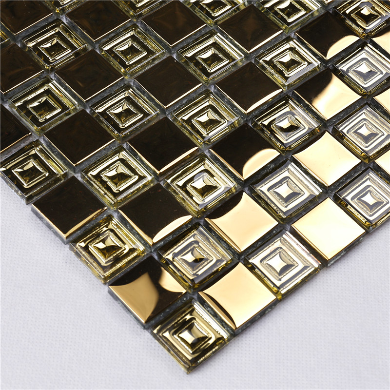 HDT10 Midle East Style Metal dorado con aspecto de vidrio galvanizado cuadrado mosaicos