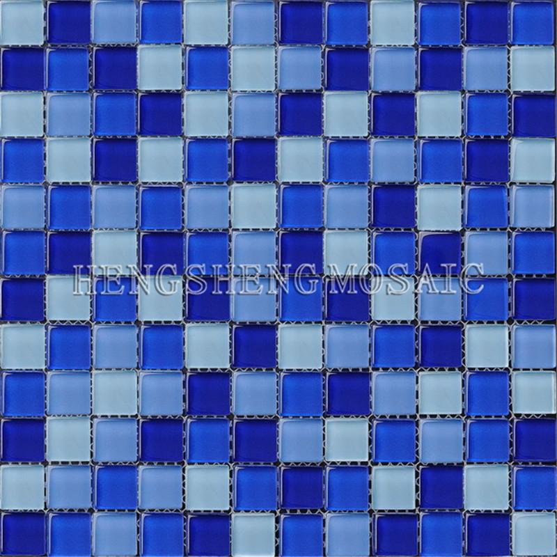 Azulejos de mosaico de vidrio cuadrados antideslizantes HXB104 para azulejos de mosaico de piscina baratos azules