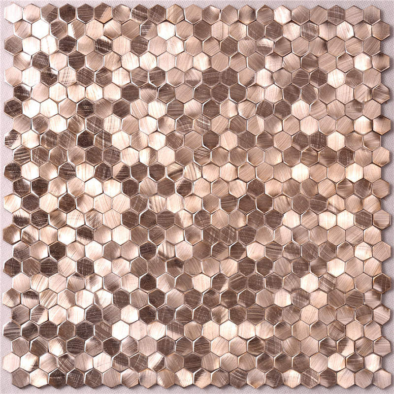 Arte nuevo de la pared de la teja de mosaico del metal de Brown Gold Mix Brown