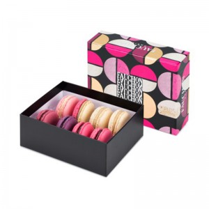 Venta caliente macaron caja de embalaje con tapa macaron caja de diseño