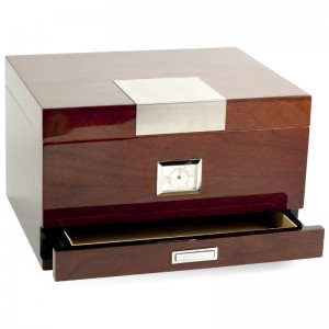 Humidor de nuez de cigarro con cajón