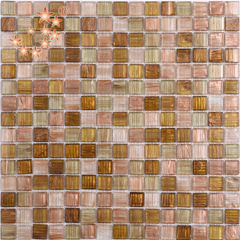 Azulejo de lujo único de oro rosa iridiscente mosaico de vidrio cocina contra salpicaduras