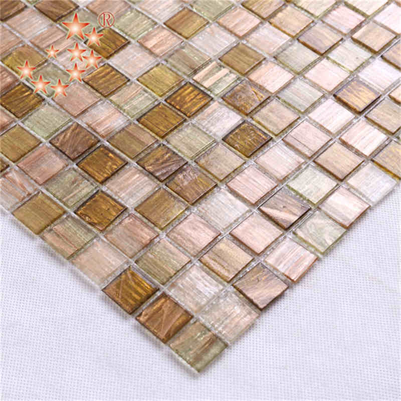 Azulejo de lujo único de oro rosa iridiscente mosaico de vidrio cocina contra salpicaduras