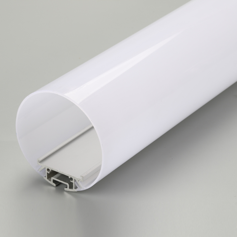Perfil redondo de aluminio anodizado con luz LED para cinta de luz LED.