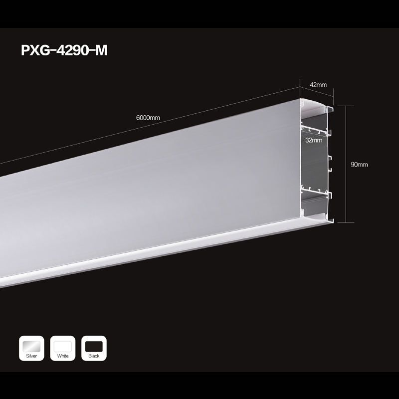 Perfil en U de aluminio 6063 T5 anodizado plata para iluminación LED