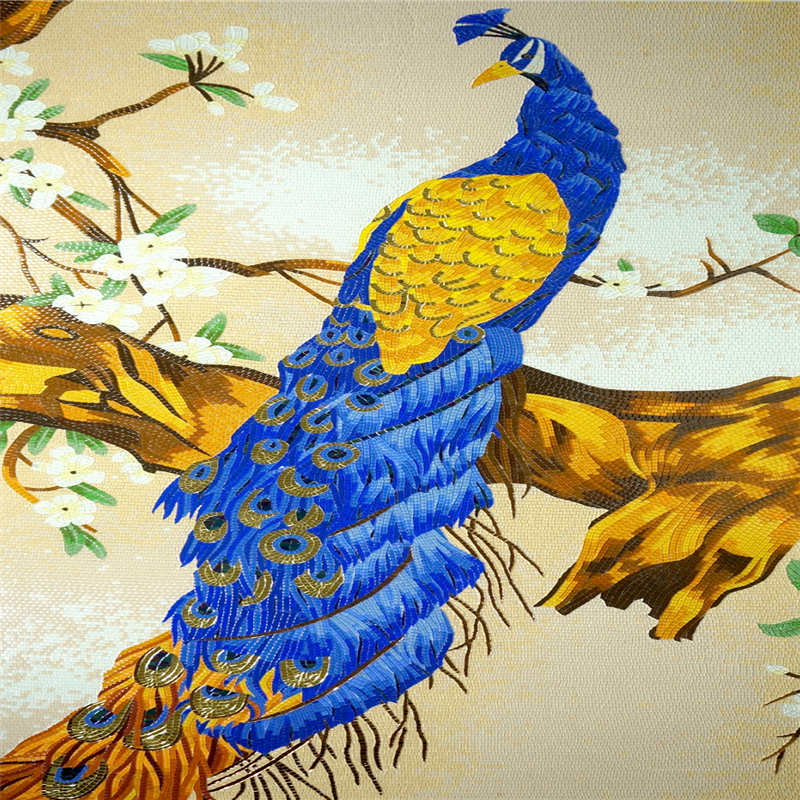 Mural de cristal de la teja de mosaico del modelo de encargo del pavo real o de la mariposa del diseño del OEM