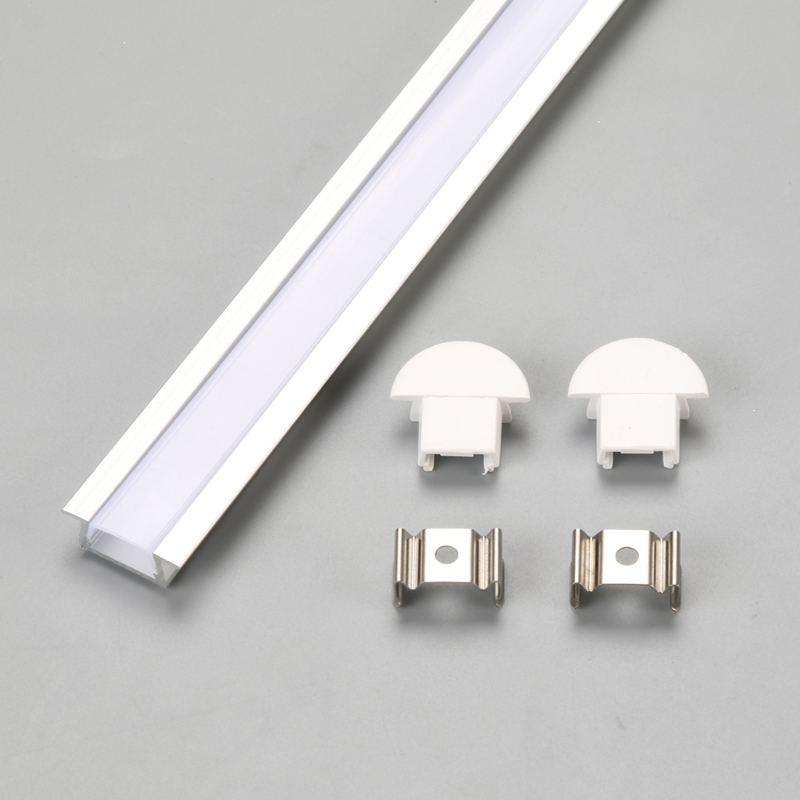 Perfil de aluminio de tapa lechosa y tapa final para barra de luz LED
