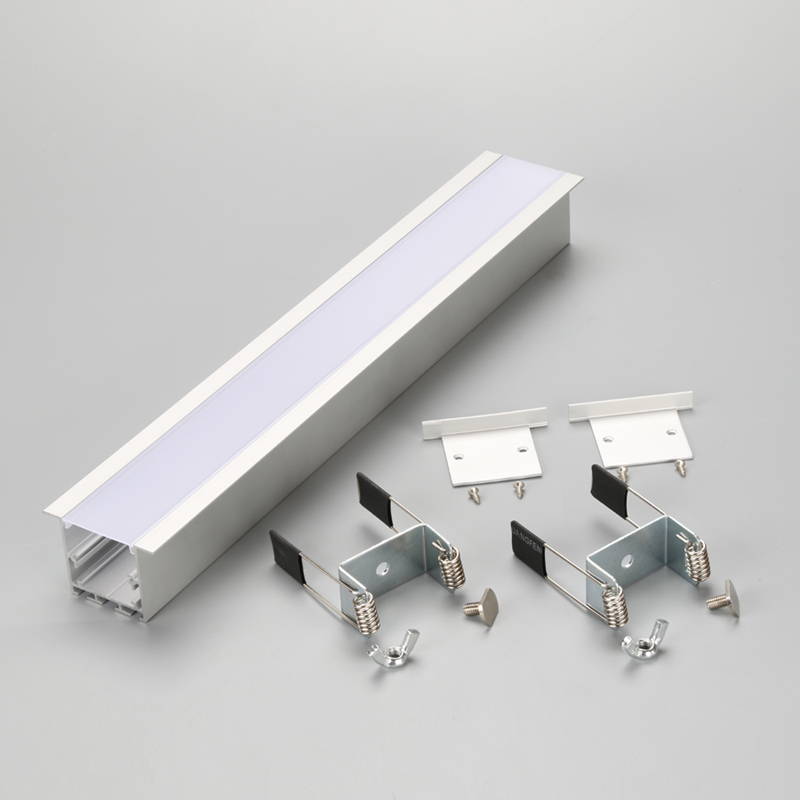 Carcasa de luz lineal LED empotrada con cubierta de PC de plástico esmerilado y perfil de aluminio