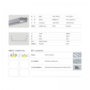 Bastidor de perfil de aluminio de la caja de tiras de LED con clip de tapa de extremo de cubierta de PC