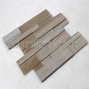 Mosaico de mármol de cerámica mezclado de cristal de la tira única del arte con la teja de alta calidad del subterráneo