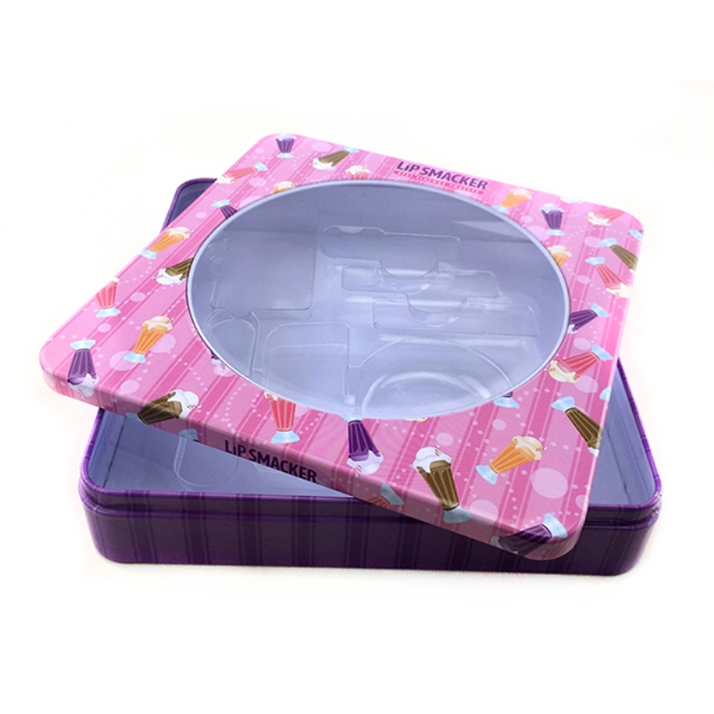 Cajita cuadrada cosmética pequeña para brillo de labios con ventana de PVC