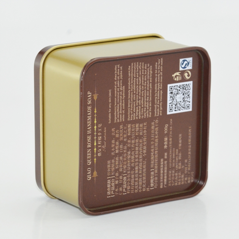 Fábrica al por mayor pequeña caja de lata cosmética cuadrada para el embalaje de jabón