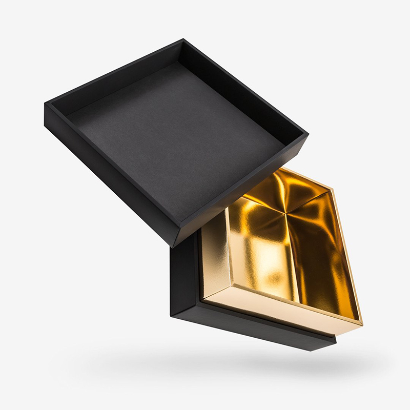 Diseño personalizado de cartón negro reciclado cajas de regalo de embalaje con cinta