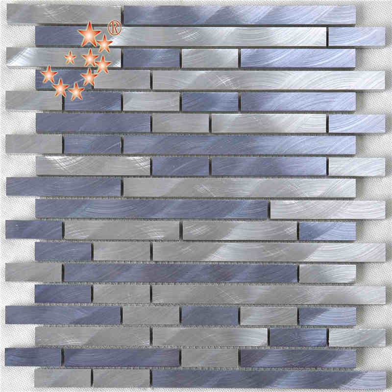 Color mezclado Plata Púrpura Tira Metal Aluminio Mosaico Azulejo de la pared Cocina Splashback