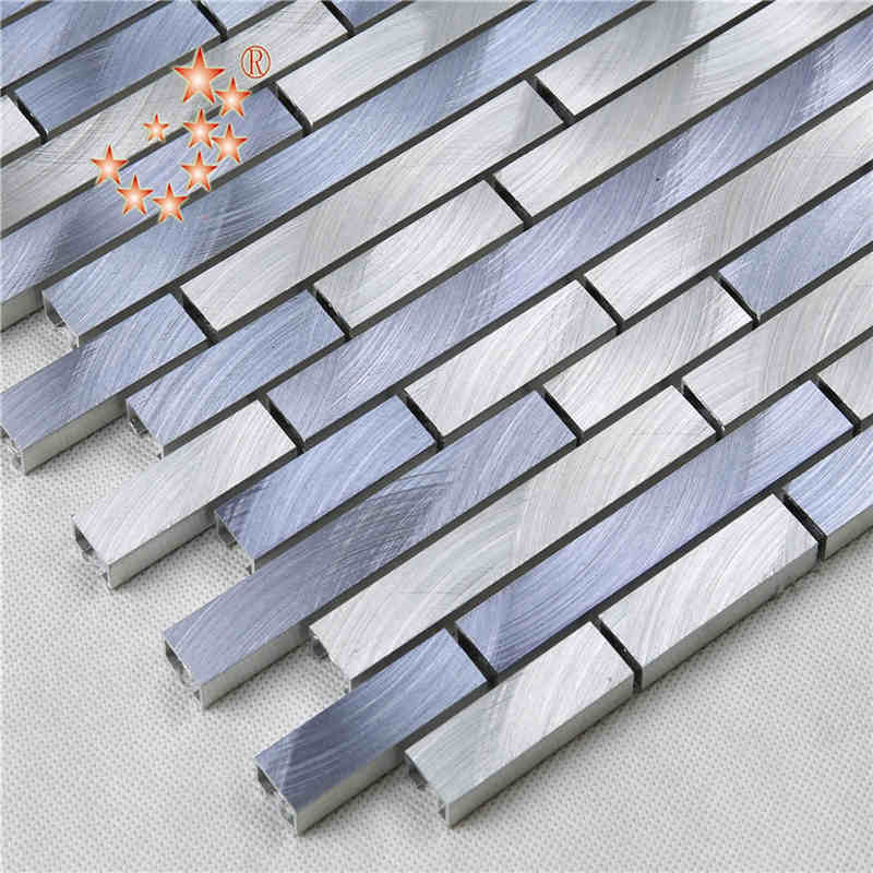 Color mezclado Plata Púrpura Tira Metal Aluminio Mosaico Azulejo de la pared Cocina Splashback