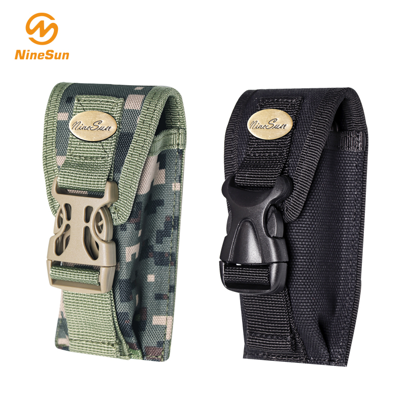 Pequeña funda de cuchillo plegable de Nylon color negro y camuflaje