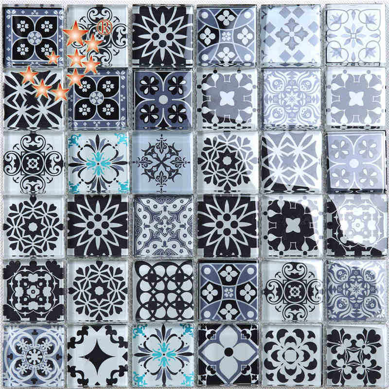Azulejo de porcelana cristalino azulejo de mosaico de cristal marroquí cuadrado azul al por mayor para las paredes de la decoración del club del hotel