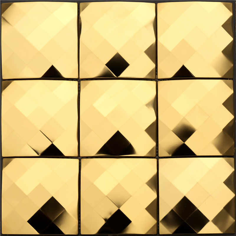 Azulejo de oro de lujo del diamante del metal Backsplash mosaico