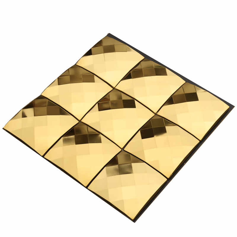 Azulejo de oro de lujo del diamante del metal Backsplash mosaico