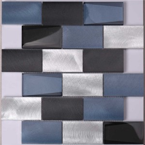 Azulejos de pared de cocina de mosaico de aluminio azul entrelazado