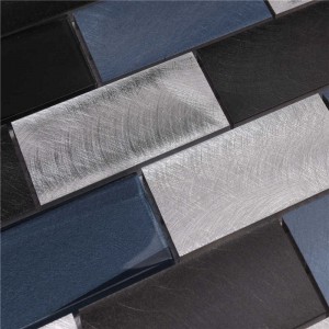 Azulejos de pared de cocina de mosaico de aluminio azul entrelazado