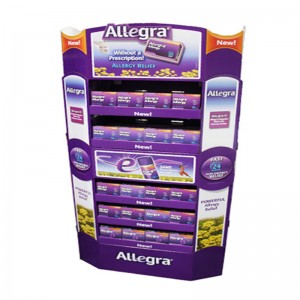 Soporte de exhibición de productos de cartón personalizado, estante de exhibición de piso de cartón corrugado, unidad de estante de soporte de exhibición de papel