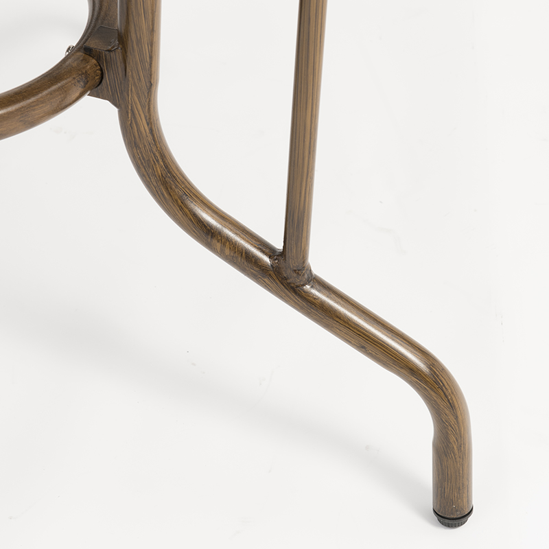 Conjunto de muebles de mesa redonda de ratán de aluminio con imitación de grano de bambú y vidrio templado