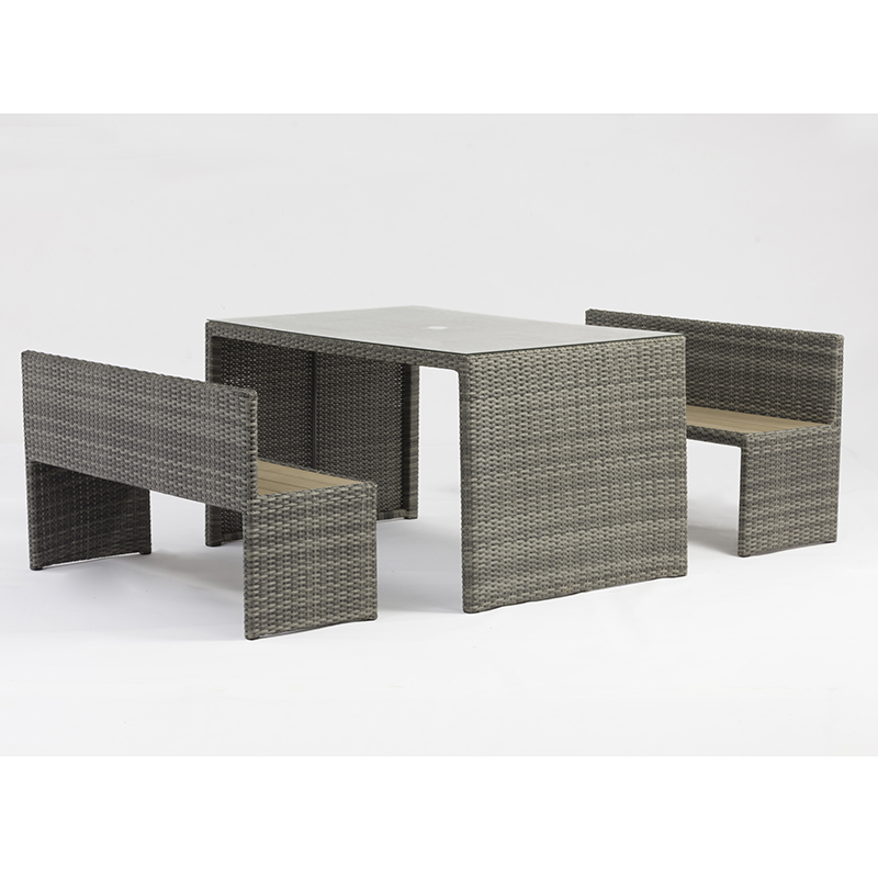 Los muebles al aire libre del banco de parque de la tabla del rectángulo de la rota de aluminio fijaron con el agujero del paraguas