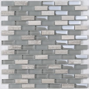 Precio de fábrica América del Norte gris mezcla de vidrio mosaico de piedra mosaico decorativo de la pared para cocina Splash Back