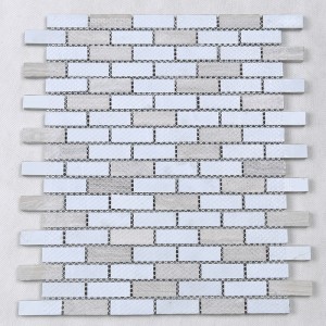 Precio de fábrica América del Norte gris mezcla de vidrio mosaico de piedra mosaico decorativo de la pared para cocina Splash Back