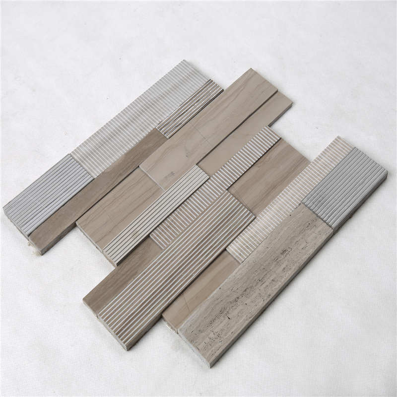 HF-9 Precio de descuento Tira de moda Decorativo Revestimiento de pared exterior Mosaico Mezcla de cerámica Azulejo de piedra natural