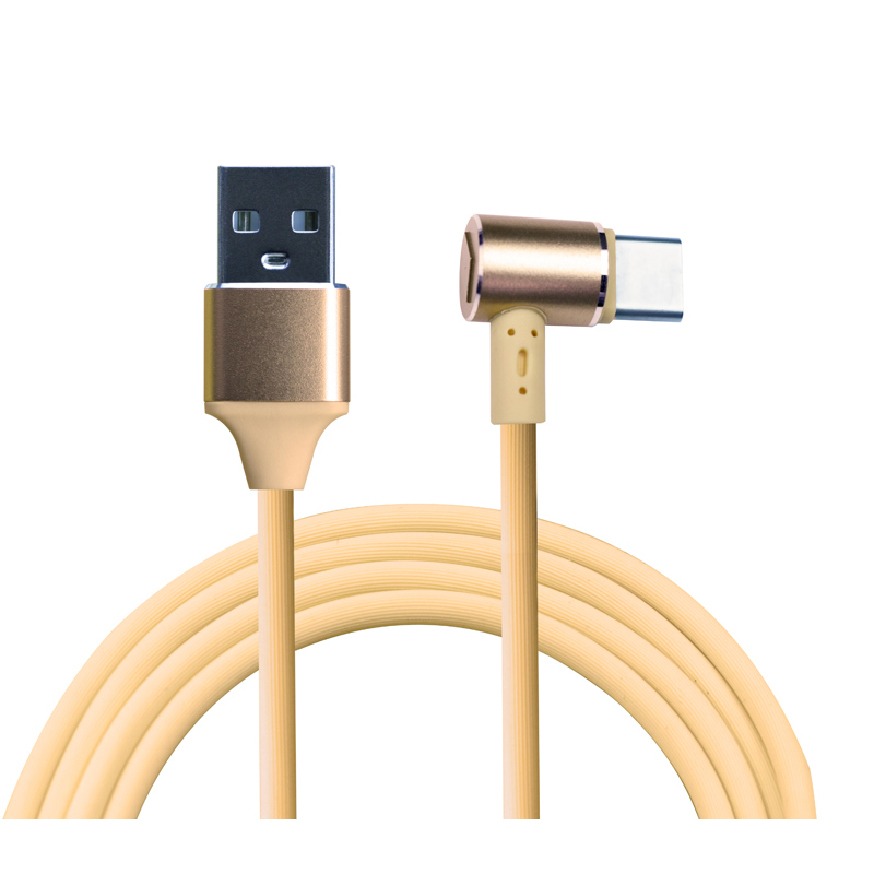 KPS-9221CB El cable USB trenzado de tela de 90 grados con tapones para oídos