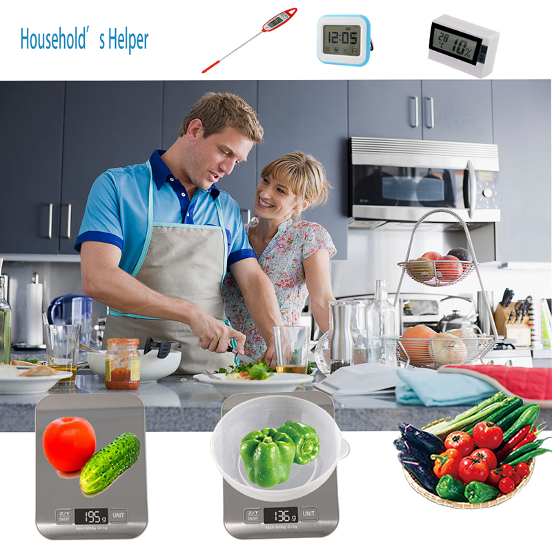 Plataforma de cocina de acero inoxidable Comida que pesa balanza electrónica 5 kg